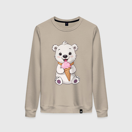 Женский свитшот Полярный медведь с мороженым / Миндальный – фото 1