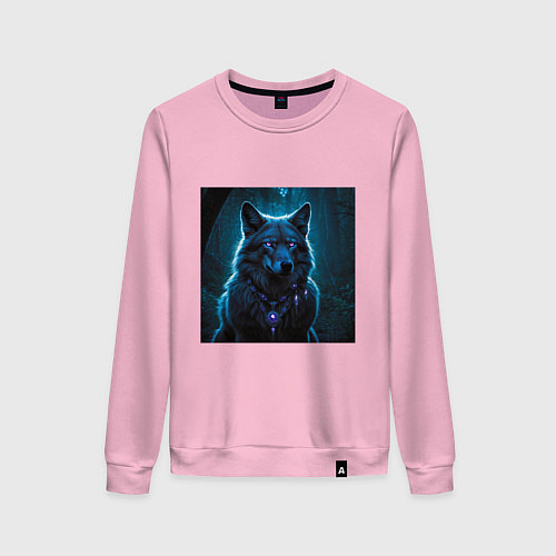 Женский свитшот Волк с медальоном / Светло-розовый – фото 1