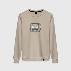 Свитшот хлопковый женский Honda logo auto grey, цвет: миндальный