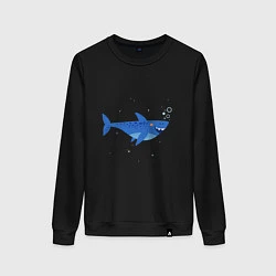 Свитшот хлопковый женский Синяя акула, цвет: черный
