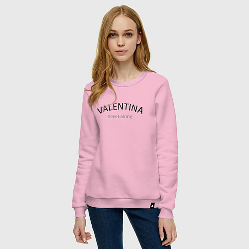 Женский свитшот Valentina never alone - motto / Светло-розовый – фото 3