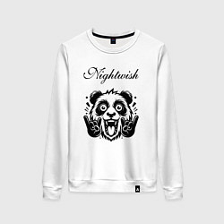 Свитшот хлопковый женский Nightwish - rock panda, цвет: белый