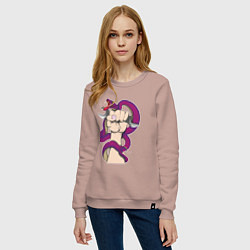 Свитшот хлопковый женский Кобра вьется вокруг руки механика, цвет: пыльно-розовый — фото 2