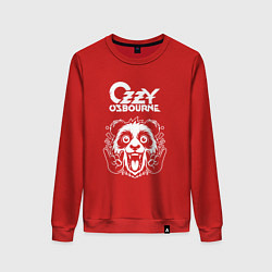 Свитшот хлопковый женский Ozzy Osbourne rock panda, цвет: красный