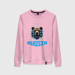 Свитшот хлопковый женский Russian bear head, цвет: светло-розовый