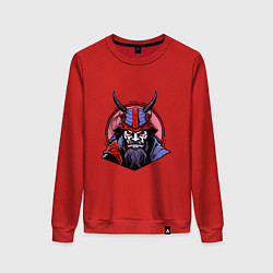 Свитшот хлопковый женский Samurai evil face, цвет: красный
