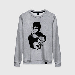 Женский свитшот Черный силуэт Брюс Ли