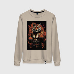 Женский свитшот Тайский бокс тигр в стойке