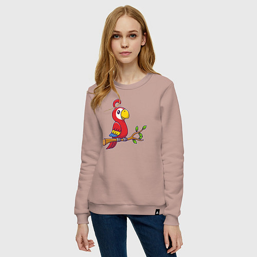 Женский свитшот Красный попугайчик / Пыльно-розовый – фото 3