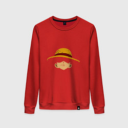 Свитшот хлопковый женский Луффи Монки соломенная шляпа, цвет: красный