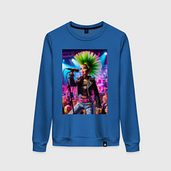 Свитшот хлопковый женский Барби панк певица - нейросеть, цвет: синий