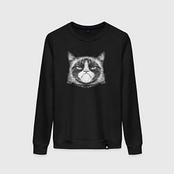 Свитшот хлопковый женский Мем Grumpy cat, цвет: черный