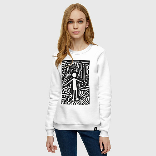 Женский свитшот Челик черно-белая абстракция / Белый – фото 3