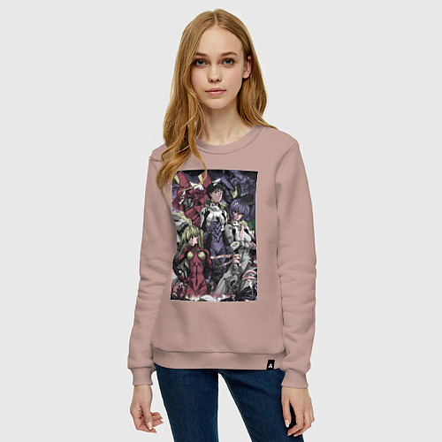 Женский свитшот Евангелион Аска Лэнгли Сорью / Пыльно-розовый – фото 3