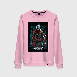 Свитшот хлопковый женский Assassins creed старый стиль, цвет: светло-розовый