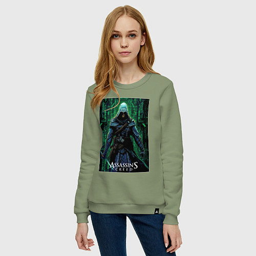 Женский свитшот Assassins creed стиль матрицы / Авокадо – фото 3