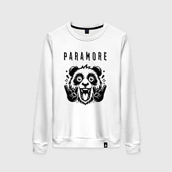 Свитшот хлопковый женский Paramore - rock panda, цвет: белый