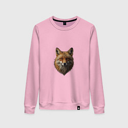 Свитшот хлопковый женский Голова рыжей лисицы, цвет: светло-розовый