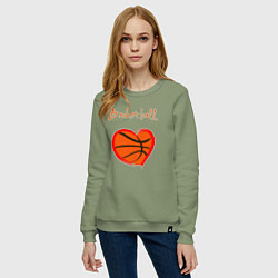Свитшот хлопковый женский Basket love, цвет: авокадо — фото 2