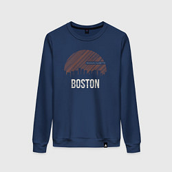 Свитшот хлопковый женский Boston Massachusetts, цвет: тёмно-синий