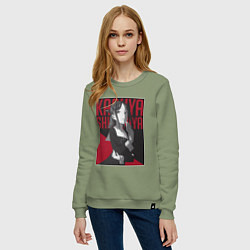 Свитшот хлопковый женский Кагуя Синомия вице-президент школьного совета, цвет: авокадо — фото 2