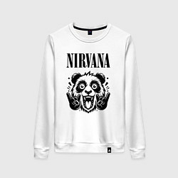 Свитшот хлопковый женский Nirvana - rock panda, цвет: белый