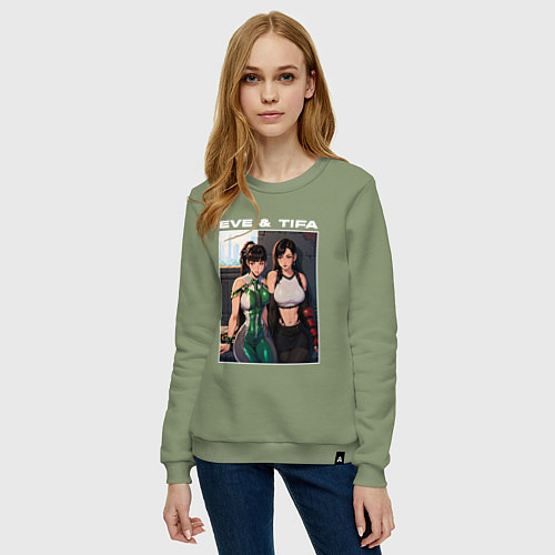 Женский свитшот Ева и Тифа Stellar blade Fantasy / Авокадо – фото 3