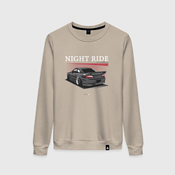 Свитшот хлопковый женский Nissan skyline night ride, цвет: миндальный