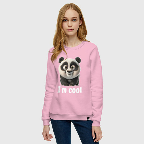 Женский свитшот Крутая панда cool / Светло-розовый – фото 3
