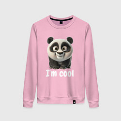 Свитшот хлопковый женский Крутая панда cool, цвет: светло-розовый
