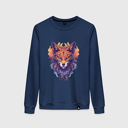 Свитшот хлопковый женский Foxs Fiery Head, цвет: тёмно-синий