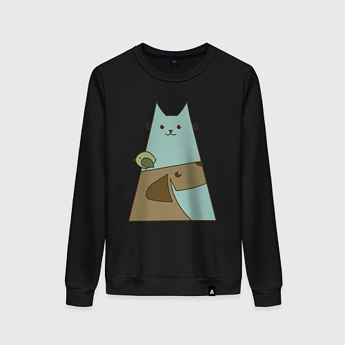 Женский свитшот Собачка птичка кошечка / Черный – фото 1