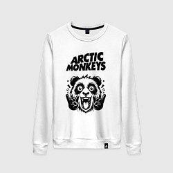 Свитшот хлопковый женский Arctic Monkeys - rock panda, цвет: белый