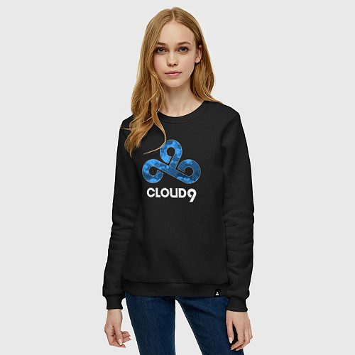 Женский свитшот Cloud9 - blue cloud logo / Черный – фото 3