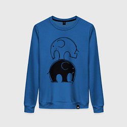 Свитшот хлопковый женский Cute elephants, цвет: синий