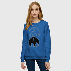 Свитшот хлопковый женский Cute elephants, цвет: синий — фото 2