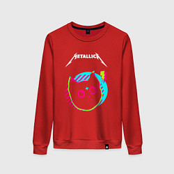 Свитшот хлопковый женский Metallica rock star cat, цвет: красный