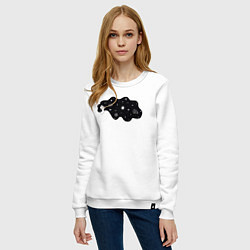 Свитшот хлопковый женский Космос в волосах, цвет: белый — фото 2