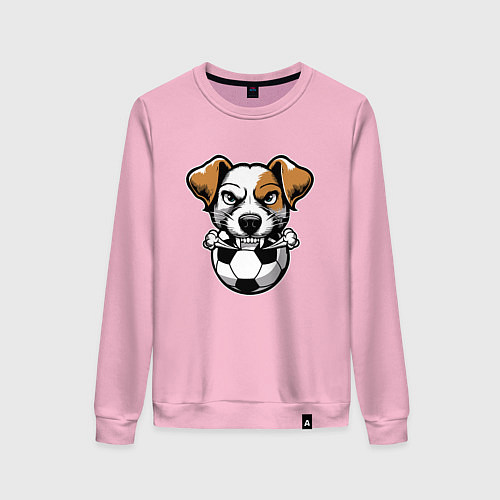 Женский свитшот Футбольный Джек Рассел терьер / Светло-розовый – фото 1