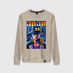 Свитшот хлопковый женский Jojo - Jotaro Kujo ai art, цвет: миндальный