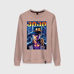 Свитшот хлопковый женский Jojo - Jotaro Kujo ai art, цвет: пыльно-розовый