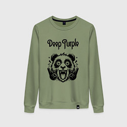 Свитшот хлопковый женский Deep Purple - rock panda, цвет: авокадо