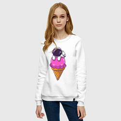 Свитшот хлопковый женский Space ice cream, цвет: белый — фото 2