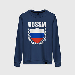 Свитшот хлопковый женский Russian flag, цвет: тёмно-синий