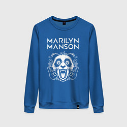 Свитшот хлопковый женский Marilyn Manson rock panda, цвет: синий