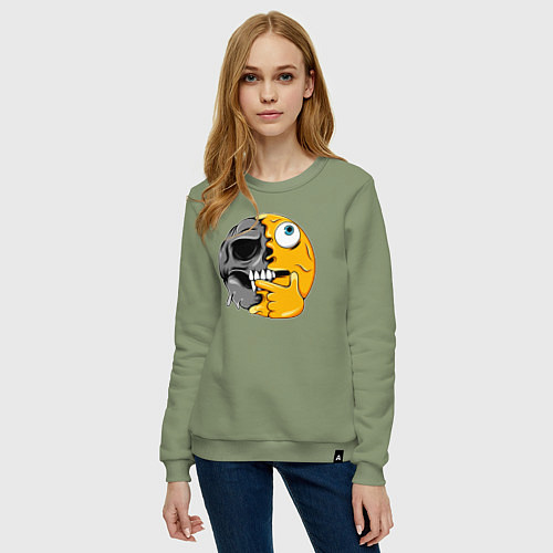 Женский свитшот Думающий смайл / Авокадо – фото 3