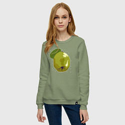 Свитшот хлопковый женский Айва и звезды - пиксельное, цвет: авокадо — фото 2