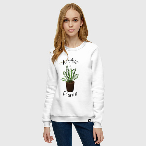 Женский свитшот Mother of plants - Папоротник / Белый – фото 3