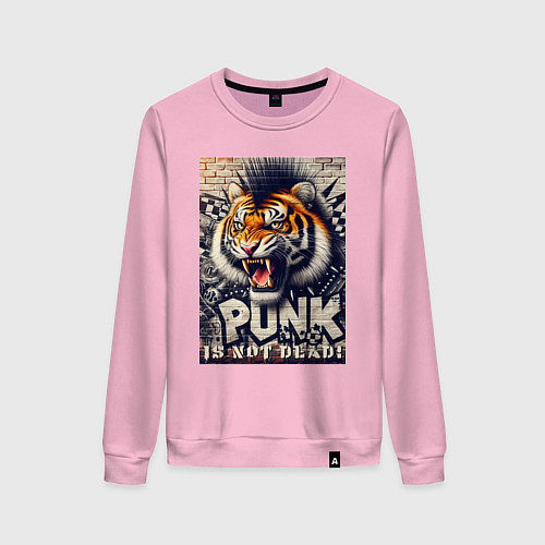 Женский свитшот Cool tiger - punks not dead / Светло-розовый – фото 1