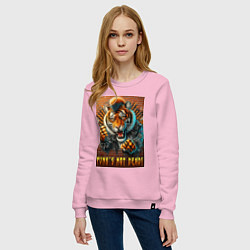 Свитшот хлопковый женский Punks not dead - motto tiger, цвет: светло-розовый — фото 2